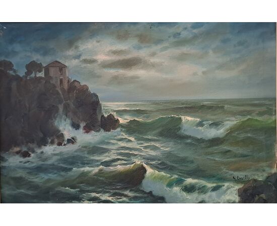 "NOTTURNO NEL GOLFO DELLA SPEZIA " - OLIO SU TELA - GIUSEPPE CASELLI (1893 - 1976)