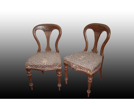 Coppia di poltrone del 1800 con madreperla e legno ebanizzato