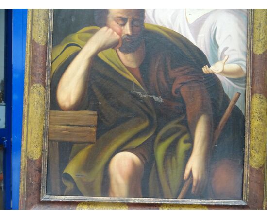 Quadro olio su tela scuola italiana XVIII sec. Il sogno di San Giuseppe