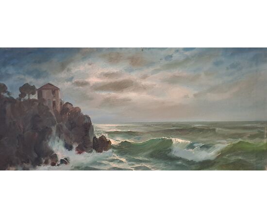 "NOTTURNO NEL GOLFO DELLA SPEZIA " - OLIO SU TELA - GIUSEPPE CASELLI (1893 - 1976)