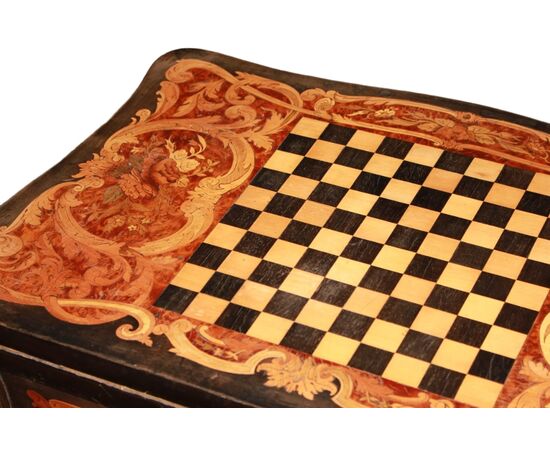 Prezioso tavolino da gioco Francese In legno Di Ebano E radica di Olmo