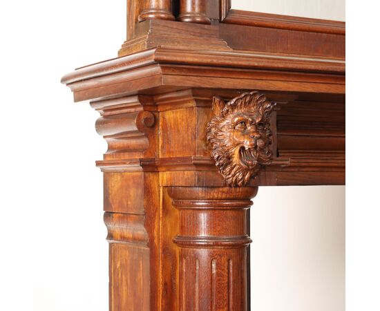 Neorenaissance-Style Fireplace with Overmantel Mirror