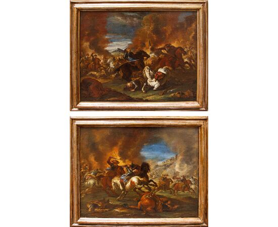 Workshop of Francesco Monti, known as il Brescianino (Brescia, 1646 – Piacenza, 1703), Pair of battle scenes