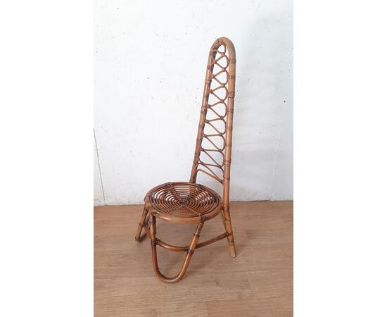 SEDIA IN BAMBOO CON SCHIENALE ALTO STILE BONACINA ANNI 60