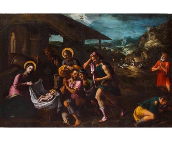 Nordic artist active in Italy, last quarter of the 16th century, Adoration of the Shepherds