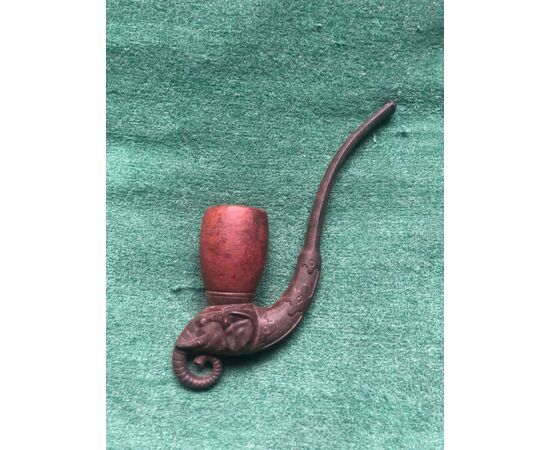 Wood and bakelite pipe depicting elephant head.     