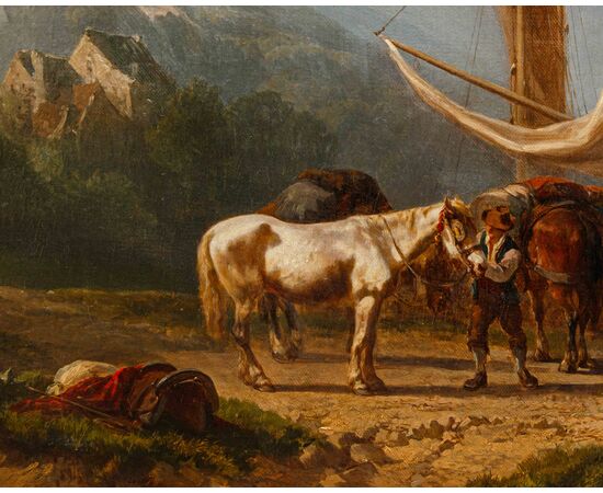 Alfred Edouard A. De Bylandt (Brussels 1829 - The Hague 1890), At the landing stage - View of Lake Maggiore