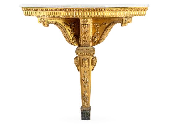 Hanging console in carved and gilded wood with neoclassical motifs, late 18th century