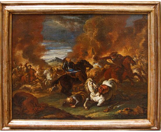 Workshop of Francesco Monti, known as il Brescianino (Brescia, 1646 – Piacenza, 1703), Pair of battle scenes