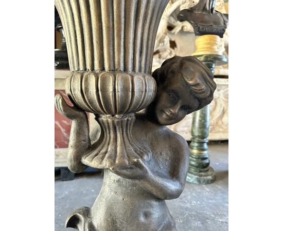  Coppia Fioriere in Ghisa con Putti