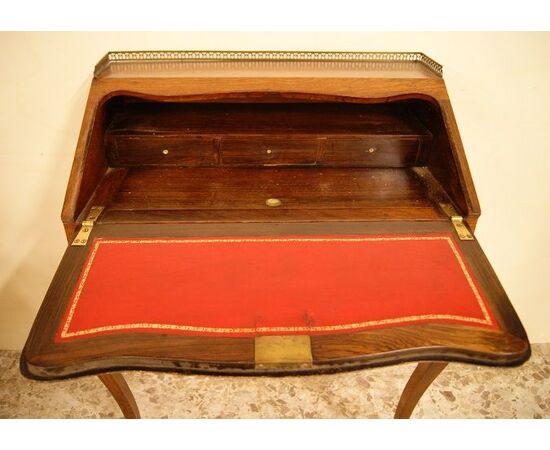 Antique French drop-front desk from the 1800s, Louis XV style