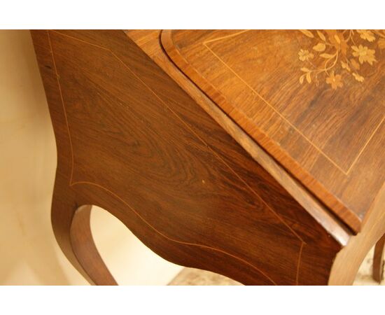 Antique French drop-front desk from the 1800s, Louis XV style