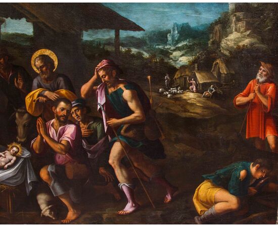Nordic artist active in Italy, last quarter of the 16th century, Adoration of the Shepherds