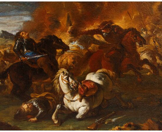 Workshop of Francesco Monti, known as il Brescianino (Brescia, 1646 – Piacenza, 1703), Pair of battle scenes