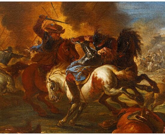 Workshop of Francesco Monti, known as il Brescianino (Brescia, 1646 – Piacenza, 1703), Pair of battle scenes