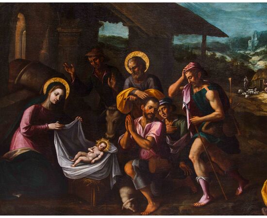 Nordic artist active in Italy, last quarter of the 16th century, Adoration of the Shepherds