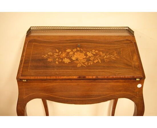 Antique French drop-front desk from the 1800s, Louis XV style