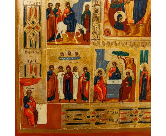 Russia, 19th century, Icon depicting the Twelve Great Feasts