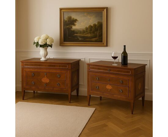 Pair of Neoclassical Chests of Drawers, Italy, Last Quarter of the 18th Century