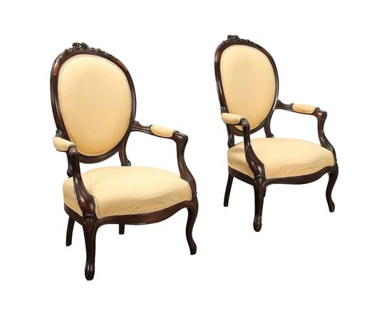 Pair of Baroque Style Armchairs, Italy, 20th Century