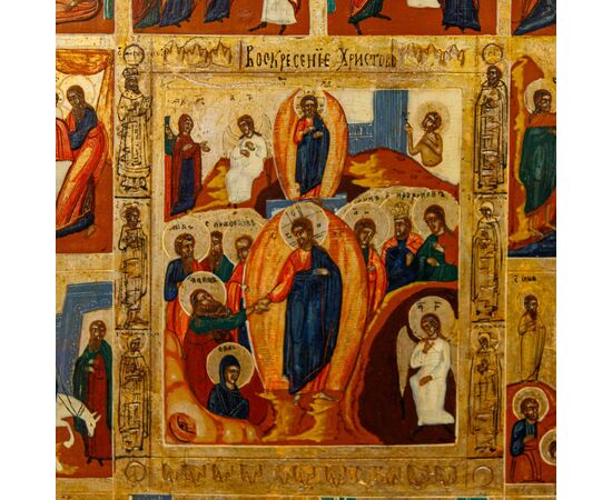 Russia, 19th century, Icon depicting the Twelve Great Feasts