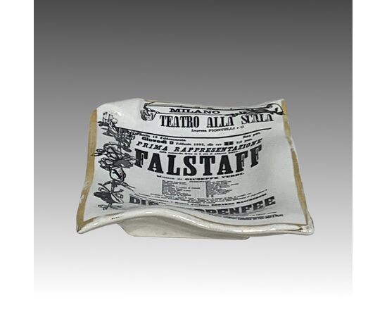 FORNASETTI, Falstaff ashtray, ceramic with graphic print     