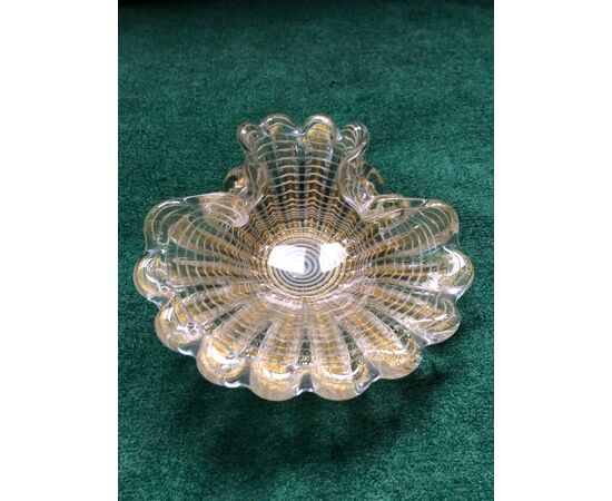 Blown and polylobed glass ashtray from the &#39;zebra&#39; series.Barovier     