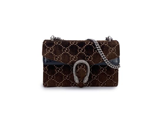 GUCCI Borsa a Tracolla in Velluto Col. Marrone Dionysus S