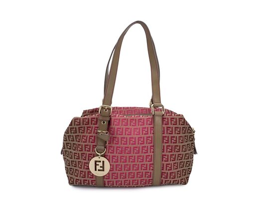 FENDI Borsa a Mano in Tela Col. Rosa FF M