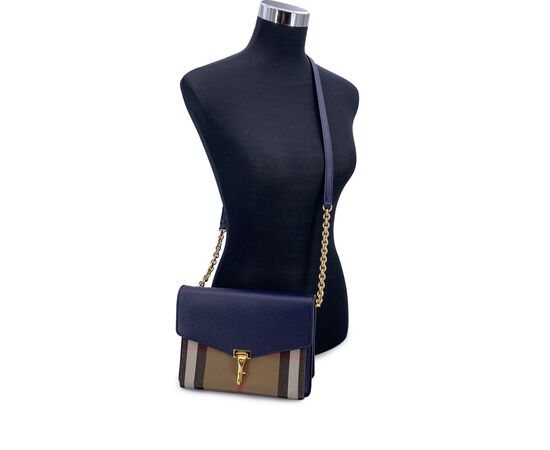 BURBERRY Borsa a Tracolla in Pelle Col. Blu Macken M