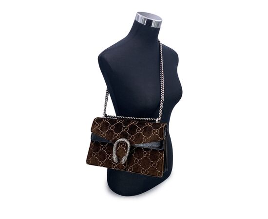 GUCCI Borsa a Tracolla in Velluto Col. Marrone Dionysus S