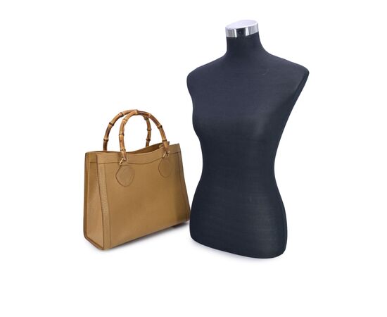 GUCCI Borsa Shopper in Pelle Col. Beige Diana Bamboo M