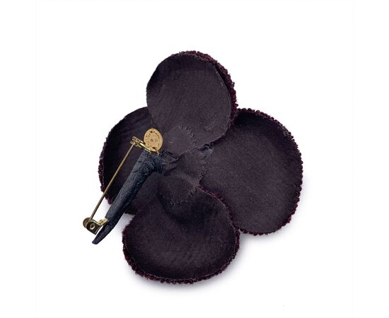 CHANEL Spilla Vintage in Tela Col. Marrone Camelia