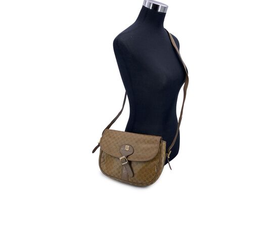 PIERRE BALMAIN Borsa a Tracolla Vintage in Tela Col. Marrone M