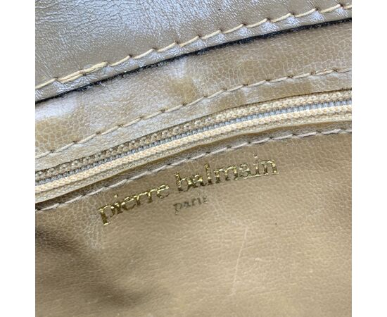 PIERRE BALMAIN Borsa a Tracolla Vintage in Tela Col. Marrone M
