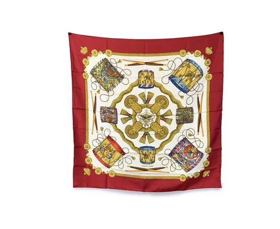 HERMES Foulard Vintage in Seta Col. Rosso Carre 90