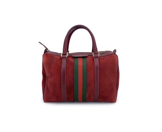 GUCCI Borsa a Mano Vintage in Camoscio Col. Bordeaux Boston M