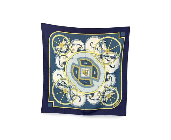 HERMES Foulard Vintage in Seta Col. Blu Carre 90