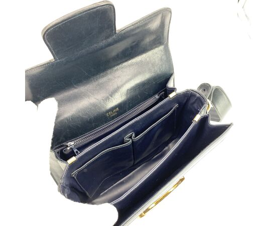 CELINE Borsa a Tracolla Vintage in Tela Col. Blu Clasp box M