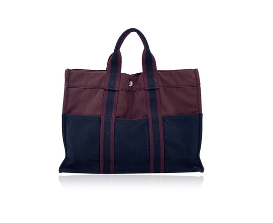 HERMES Borsa Shopper Vintage in Cotone Col. Nero Fourre-Tout M