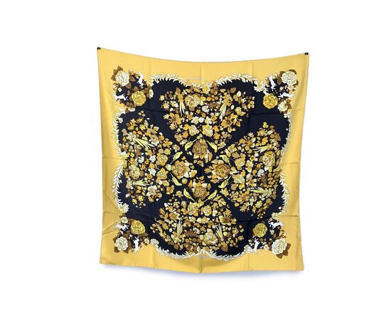 HERMES Foulard Vintage in Seta Col. Giallo Carre 90