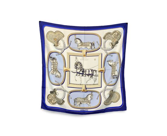 HERMES Foulard Vintage in Seta Col. Blu Carre 90