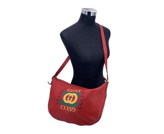 GUCCI Borsa a Tracolla in Pelle Col. Rosso Hobo M