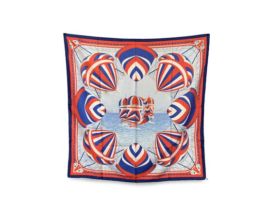 HERMES Foulard Vintage in Seta Col. Rosso Carre 90
