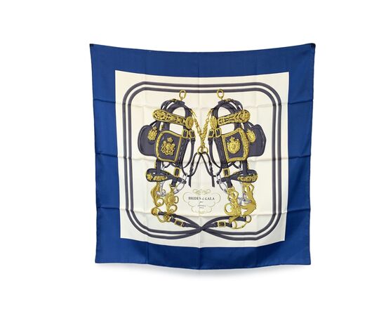 HERMES Foulard Vintage in Seta Col. Blu Carre 90