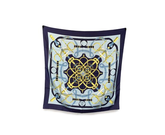 HERMES Foulard Vintage in Seta Col. Blu Carre 90