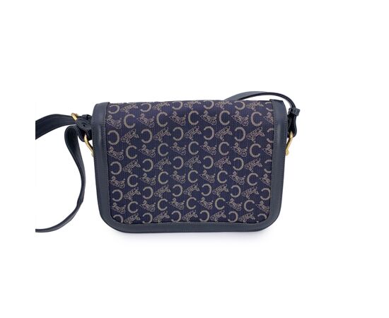 CELINE Borsa a Tracolla Vintage in Tela Col. Blu Clasp box M