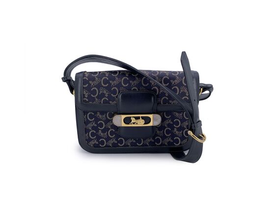 CELINE Borsa a Tracolla Vintage in Tela Col. Blu Clasp box M