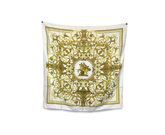 HERMES Foulard Vintage in Seta Col. Bianco Carre 90