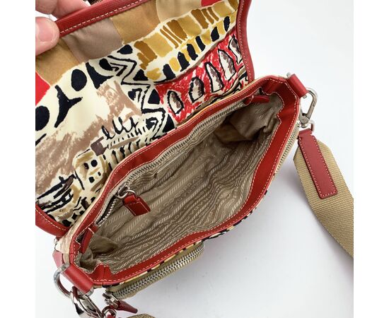 PRADA Borsa a Tracolla in Tela Col. Multicolore Tessuto S